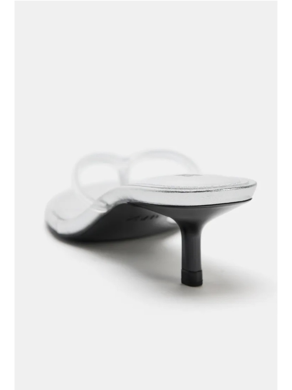 Zara Silver Metallic Clear-Strap Mid Kitten Heel Sandals - Picture 6 of 6
